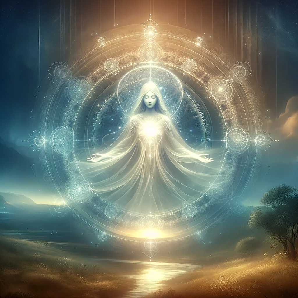 DALL·E 2023-11-14 16.51.25 - An ethereal and serene representation of a divine presence, embodying wisdom, peace, and compassion. This spiritual entity is depicted as a luminous, .png